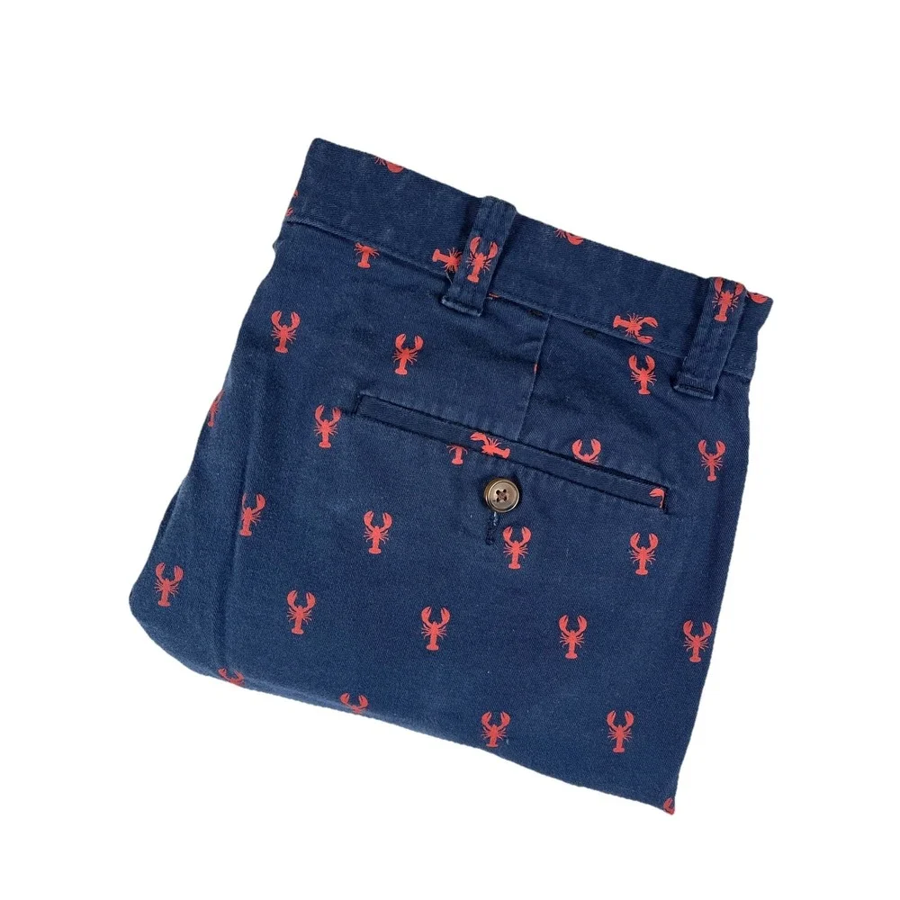 J. Crew Navy Blue Shorts with Red Lobster Print
